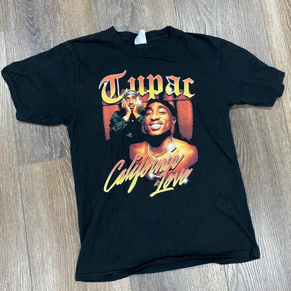 Tupac Vintage California Love Black Graphic T-Shirt Size S By Port & Company Rap